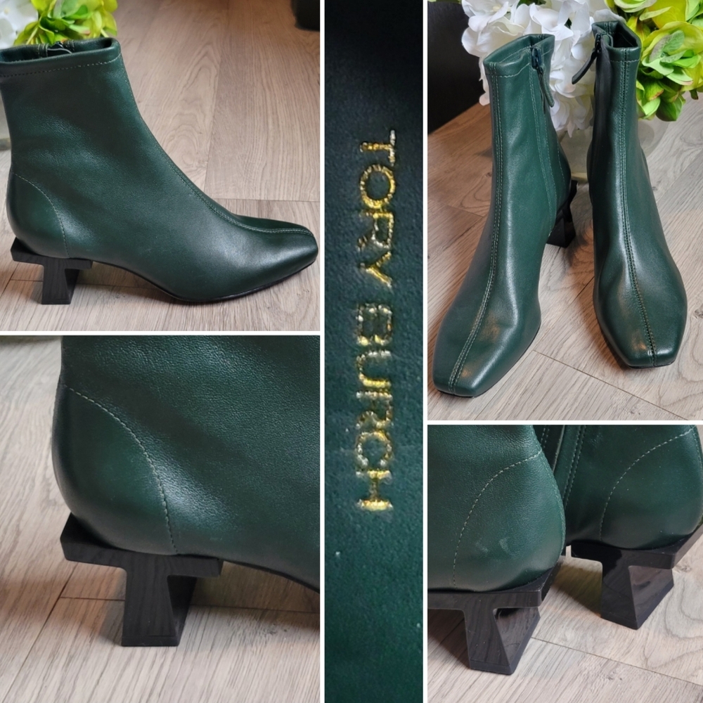 Tory Burch Block T Heel Ankle Boot 55mm Vintage Fern Stretch Nappa, Women 6